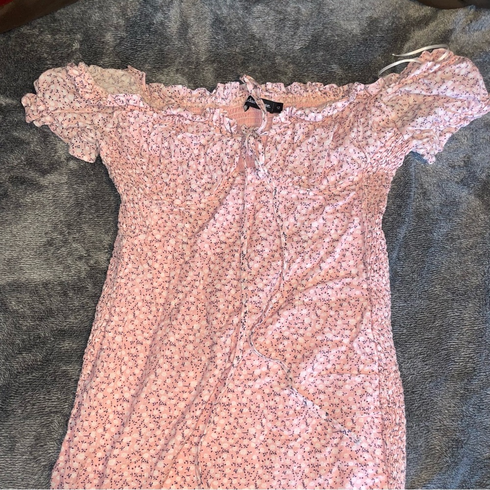 Pink Floral Off-Shoulder Dress